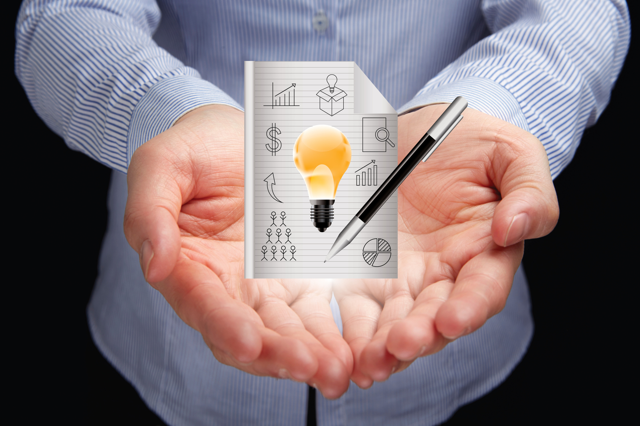 Hands presenting business idea concept
